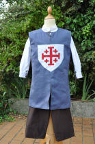 Tabard mdival  pour enfant, avec croix de Jrusalem