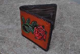 Porte-monnaie en cuir rose rouge