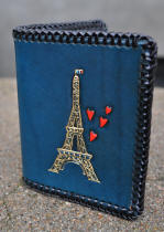 Porte-cartes en cuir motif tour eiffel